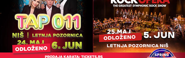 Zbog vremenskih uslova odloženi koncerti grupe „Tap 011“ i „Rock Opera“ zakazani za 24. i 25. maj