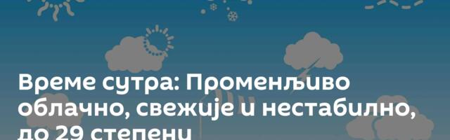 Време сутра: Променљиво облачно, свежије и нестабилно, до 29 степени