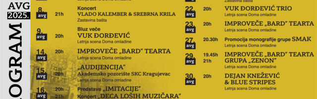 Program Doma omladine za avgust