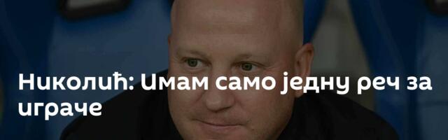 Николић: Имам само једну реч за играче