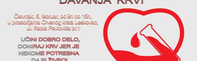 U četvrtak još jedna akcija davanja krvi u Leskovcu