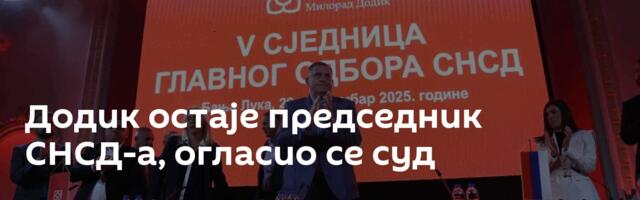 Додик остаје председник СНСД-а, огласио се суд