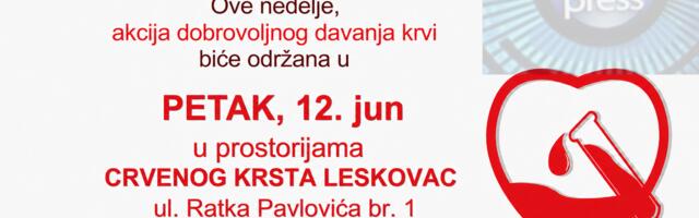Akcija dobrovoljnog davanja krvi u petak