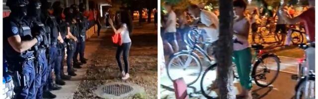 Čuvari zida u letnjem periodu: Kordon policije ispred iscrtane trobojke na novosadskom Limanu (VIDEO)