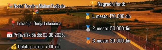 Nagradni fond 240.000 za najbolje na fudbalskom turniru u Donjoj Lokošnici
