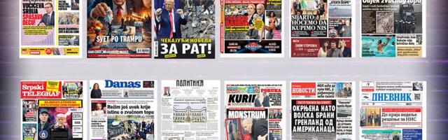 NASLOVNE STRANE SUTRAŠNJIH NOVINA: Prelistavanje štampe za petak, 16. januar 2026. godine