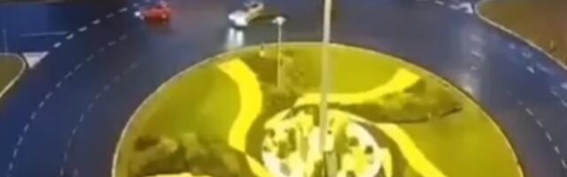Suluda vožnja na kružnom toku na Novom Beogradu (VIDEO)