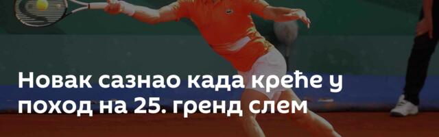 Новак сазнао када креће у поход на 25. гренд слем