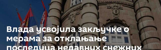 Влада усвојила закључке о мерама за отклањање последица недавних снежних непогода