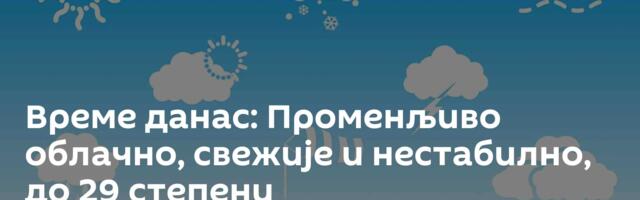 Време данас: Променљиво облачно, свежије и нестабилно, до 29 степени
