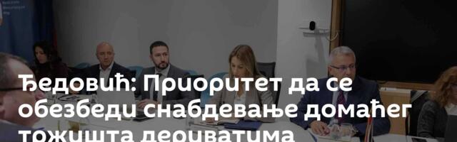 Ђедовић: Приоритет да се обезбеди снабдевање домаћег тржишта дериватима