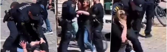 OVAKO SLOVENAČKA POLICIJA BRUTALNO HAPSI MLADE ŽENE Pokušala da pruži otpor, pa silovito oborena na pod! Da li će EU reagovati zbog upotrebe sile i u Ljubljani?