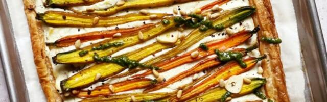 Tart od šargarepe i ricotta sira sa pesto sosom i pinjolima