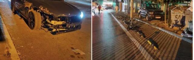 Tragedija izbegnuta za dlaku: Vozač BMW-a bježao od policije, pa razvalio zaštitnu ogradu na trotoaru