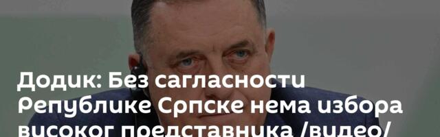 Додик: Без сагласности Републике Српске нема избора високог представника /видео/