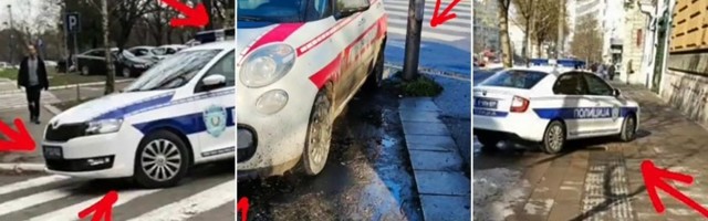 Policija se parkira od staze za slepe, do pešačkog prelaza!