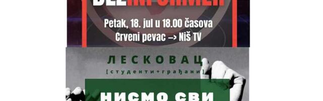 Leskovčani i Nišlije pozivaju sutra na proteste