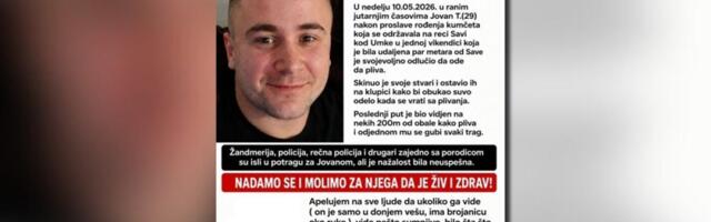 Nestao Jovan (29) kod Umke: Nakon proslave rođenja kumčeta otišao da pliva u Savu i gubi mu se svaki trag
