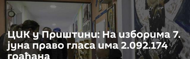 ЦИК у Приштини: На изборима 7. јуна право гласа има 2.092.174 грађана
