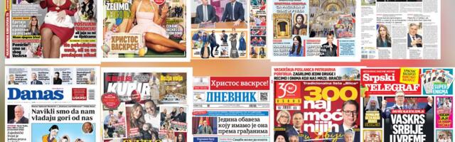 NASLOVNE STRANE SUTRAŠNJIH NOVINA: Prelistavanje štampe za subotu, 11. april 2026. godine