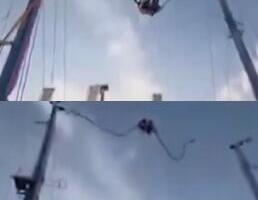 (UZNEMIRUJUĆE) PAKAO NA VAŠARU! Otkačila se sajla na visini od 90 METARA, dvoje dece ostalo zarobljeno u kapsuli: Vožnja se RASPALA u vazduhu (VIDEO)