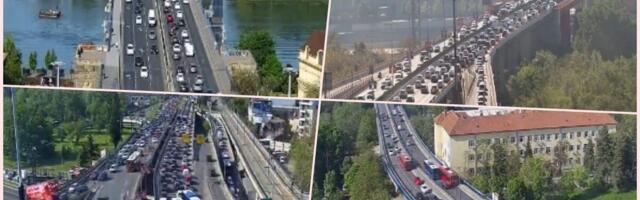 GAZELA MILI, NA AUTOKOMANDI KRKLJANAC! Duge kolone na Brankovom za Novi Beograd, gužve svud, ali sve se kreće (FOTO)