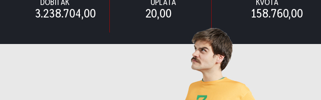 LUDI TIKET (-), nedelja, 3.238.704 dinara: Sa 20 dinara umalo postao multimilioner