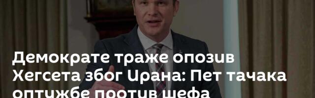 Демократе траже опозив Хегсета због Ирана: Пет тачака оптужбе против шефа Пентагона