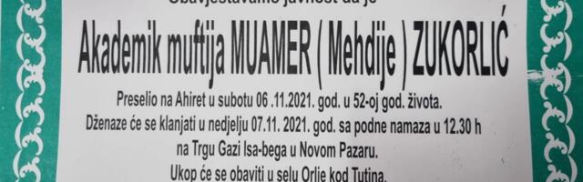 Dženaza akademiku muftiji Muameru ef. Zukorliću u nedjelju s podne
