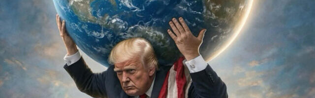 Tramp ponovo objavio kontroverznu AI fotografiju: Nakon grljenja Isusa, sada nosi planetu na leđima (FOTO)