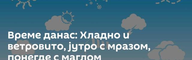 Време данас: Хладно и ветровито, јутро с мразом, понегде с маглом