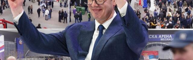 TROBOJKE SE VIJORE, SVE JE SPREMNO ZA VELIKI SKUP! Arena već puna, stigla velika podrška predsedniku Vučiću! (FOTO)