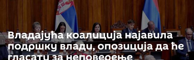 Владајућа коалиција најавила подршку влади, опозиција да ће гласати за неповерење