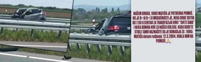 Preživeo stravičan udes a sada se bori za život: Hitno potrebna krv za Vuka (22) koji je povređen kod Hrtkovaca