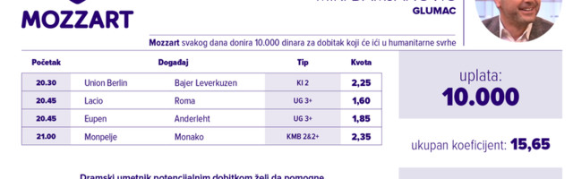 Humanitarni tiket u podne: Miki Damjanović tipuje za Opštu bolnicu u Priboju