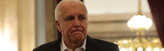 Željko Obradović na komemoraciji Dušku Vujoševiću prvi put sa čelnicima Partizana posle odlaska iz kluba