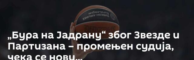 „Бура на Јадрану“ због Звезде и Партизана – промењен судија, чека се нови...