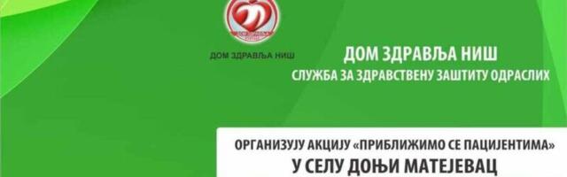 Akcija niškog Doma zdravlja “Približimo se pacijentima” u nedelju u Donjem Matejevcu