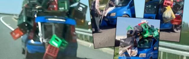 Smetlište na točkovima: Srbin automobil "okitio" kesama i gajbama - Ovoga nema ni u Indiji (FOTO/VIDEO)