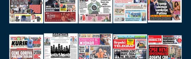 NASLOVNE STRANE SUTRAŠNJIH NOVINA: Prelistavanje štampe za nedelju, 15. mart 2026. godine