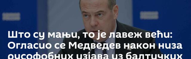 Што су мањи, то је лавеж већи: Огласио се Медведев након низа русофобних изјава из балтичких земаља