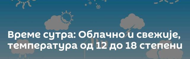 Време сутра: Облачно и свежије, температура од 12 до 18 степени