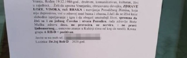 Vranjanac tražio ženu sa poslom, da RAĐA samo jedan pol, a to nije sve (FOTO)