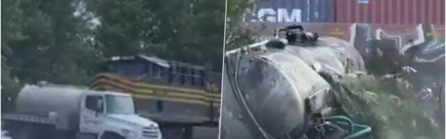 (UZNEMIRUJUĆI VIDEO) HOROR NA PRUZI! Voz RAZNEO cisternu sa SEPTIČKIM OTPADOM, galoni FEKALIJA leteli na sve strane, vozač teško povređen! (FOTO)
