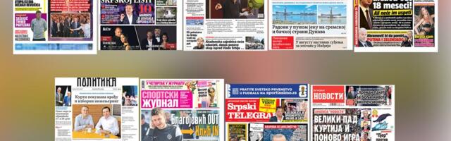 NASLOVNE STRANE SUTRAŠNJIH NOVINA: Prelistavanje štampe za utorak, 9. jun 2026. godine