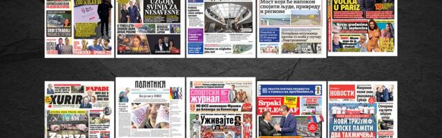 NASLOVNE STRANE SUTRAŠNJIH NOVINA: Prelistavanje štampe za utorak, 14. jul 2026. godine