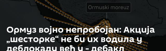 Ормуз војно непробојан: Акција „шесторке“ не би их водила у деблокаду већ у - дебакл