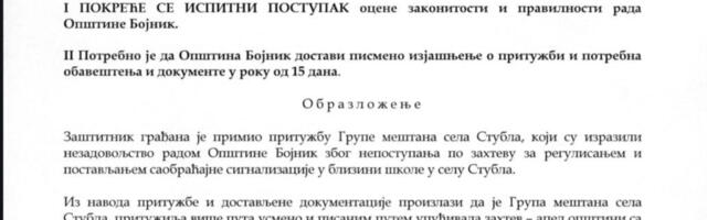 Zaštitnik građana, po ptizužbi Grupe meštana iz sela Stubla, naložio lokalnu vlast da poštuju zakon i zaštiti njihovu decu