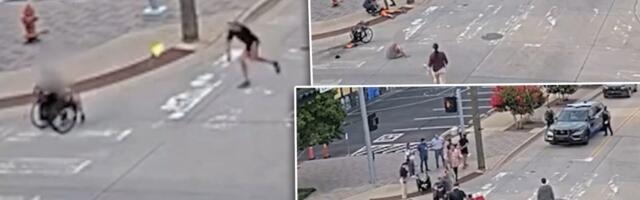 (VIDEO) Čovek u invalidskim kolicima u plamenu! Nećete verovati šta je monstrum bacio na njega: Kamere zabeležile scene užasa