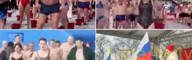 LUDI RUSI! Stotine muškaraca i žena učestvovalo u "ledenom izazovu" na debelom minusu, OVO je razlog! (VIDEO)